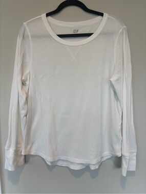 GAP White Long-Sleeve Waffle Knit Top